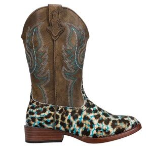 Girls Glitter Leopard Western Boots